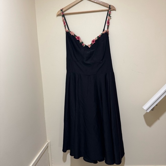 Women’s SHEIN brand Black Tank Top Pink Floral Details Casual Flowy Dress Size5X - Picture 2 of 15